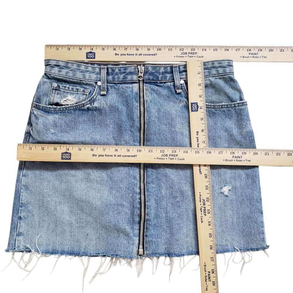 Rag & Bone Anna Denim Mini Skirt Womens 30 Mandy Distressed Zip Front Y2K - Picture 6 of 9
